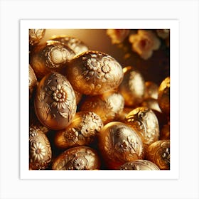 Golden Easter Eggs Art Print