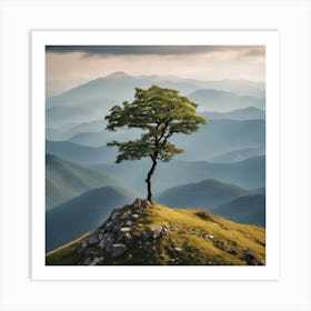 Lone Tree On Top Of Mountain 19 Art Print