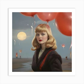 'The Girl With Red Balloons' Art Print