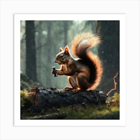 Squirrel In The Woods 20 Art Print