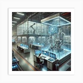 A Futuristic Research Lab Adjacent To A Mech Assem Art Print