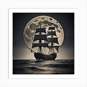 Ancient Ship in the sea Art Print