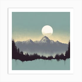 Landscape With A Full Moon Art Print