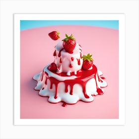 Strawberry Cake Art Print