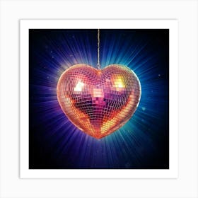 Firefly Vibrant Heart Shaped Disco Ball Floating In Light 45122 (2) Art Print