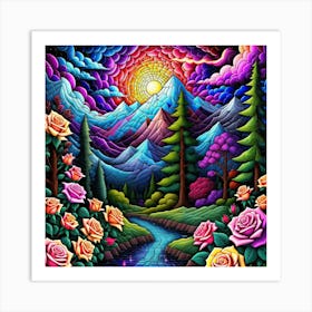 Roses In The Mountains Art Print