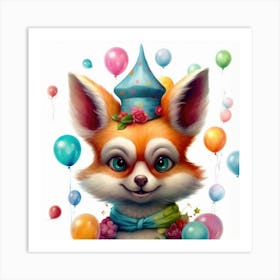 Birthday Fox 5 Art Print