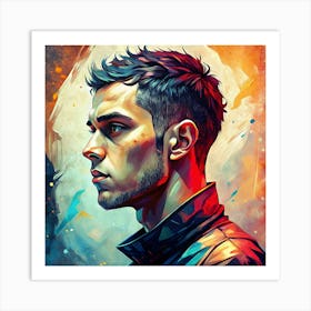 Man With Short Spiky Hair Digital Illustration Art Print