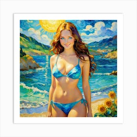 Beautiful Woman In Bikinihjj Art Print