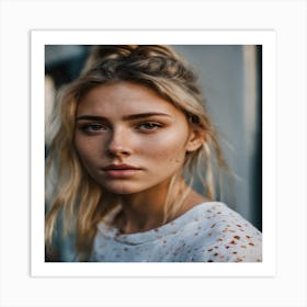 Portrait Of A Girl With Freckles Art Print