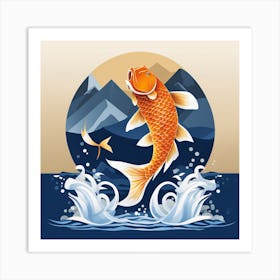 Koi Fish Illustration Low Poly (1) Art Print
