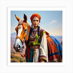 Amazigh Woman with Horse Art Print