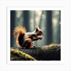 Red Squirrel In The Forest 32 Art Print