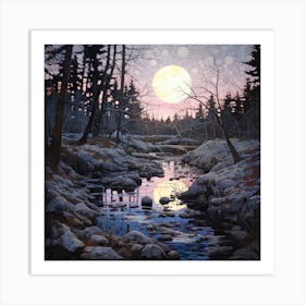 Full Moon In The Woods 1 Art Print