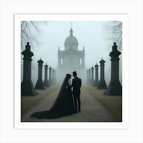 Wedding In The Fog Art Print