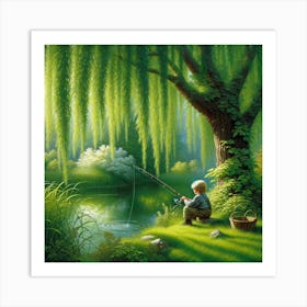 Little Boy Fishing Art Print