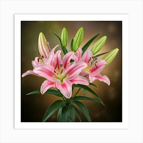 Pink Lilies Poster