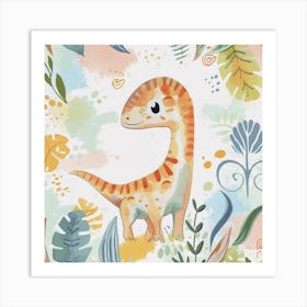 Cute Muted Therizinosaurus Dinosaur 1 Art Print