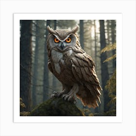 Owl In The Forest 129 Art Print