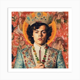 Harry Styles Kitsch Portait 2 Square Art Print