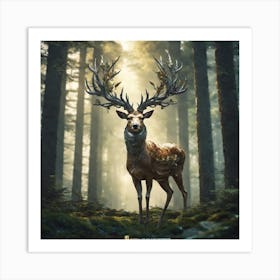 Deer In The Forest 51 Art Print