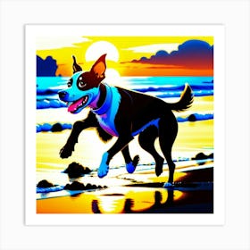 Dog On The Beach Art Print