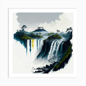 Colored Falls Ink Painting (133) Art Print