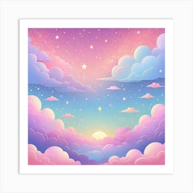 Sky With Twinkling Stars In Pastel Colors Square Composition 243 Art Print