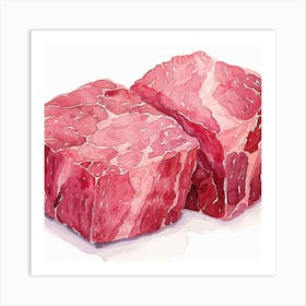 Watercolor Illustration Of Red Meat Art Print