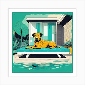 Dog On A Bed Art Print