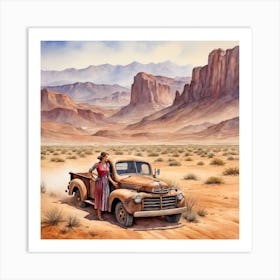 Woman In The Desert Art Print
