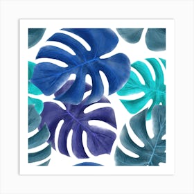 Leaves Tropical Blue Green Nature Art Print