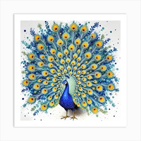 Elegant Peacock In Motion Art Print