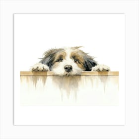 Dog Peeking Over The Wall 31 Art Print