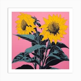 Sunflower 1 Pop Art Illustration Square Art Print