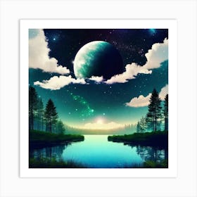 Moon And Stars 4 Art Print