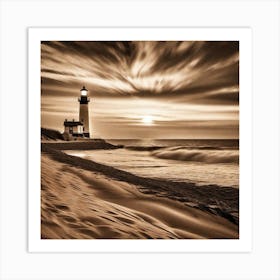 Lighthouse At Sunset 37 Art Print