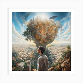 Man Looking At A City Art Print