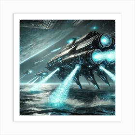 Cascade Sovereignty Scifi Aqua Bastion Cannons Art Print