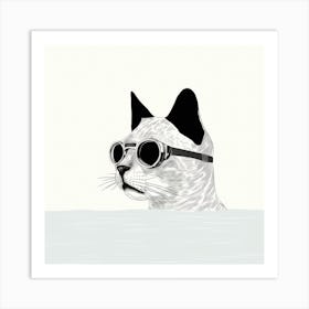 Cat In Goggles 1 Art Print