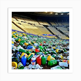 Stadium Rubbish Litter Trash Debris Pollution Garbage Waste Environment Cleanup Waste Man (9) Art Print