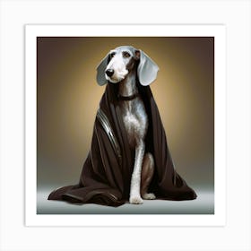 Dog In Blanket Art Print