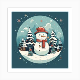 Snowman In The Snow 10 Art Print