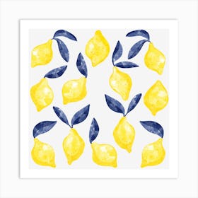 Mediterranean Watercolor Lemons Art Print