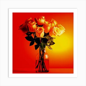 Yellow Roses In A Vase,Radiant Beauty: Yellow Roses Bouquet in a Vase for a Stunning Floral Display Art Print