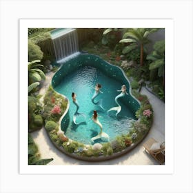 Mermaids In The Pool Art Print