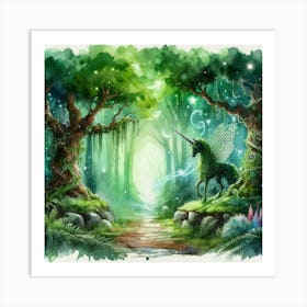 Unicorn In The Forest 2 Art Print