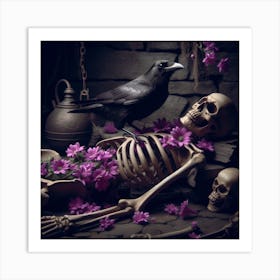 Bones In Flowers Art Print