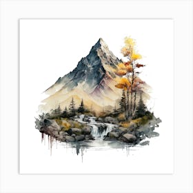 Watercolor Mountain Landscape 3 Art Print