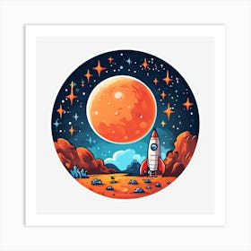 Rocket In Space Art Print